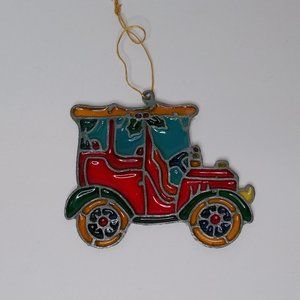 VTG Kurt S Adler Car Stain Glass Ornament Sun Catcher Christmas Ornament